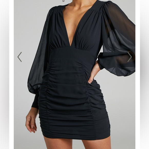 Brand New silky black bodycon dress - Picture 2 of 8